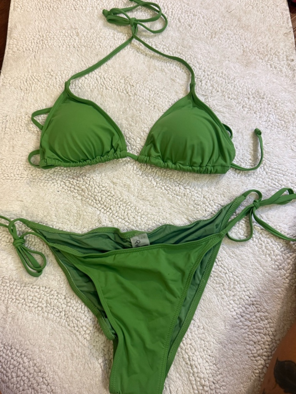 Pick Pink matching Green Bikini top and bottom